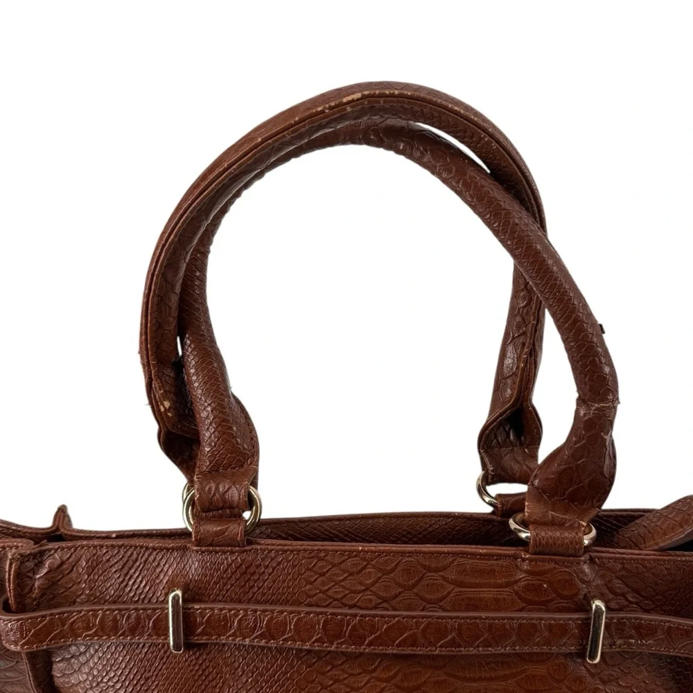 Urban Expressions Chic Tan Milan Faux Croc Textured Vegan Handbag Purse